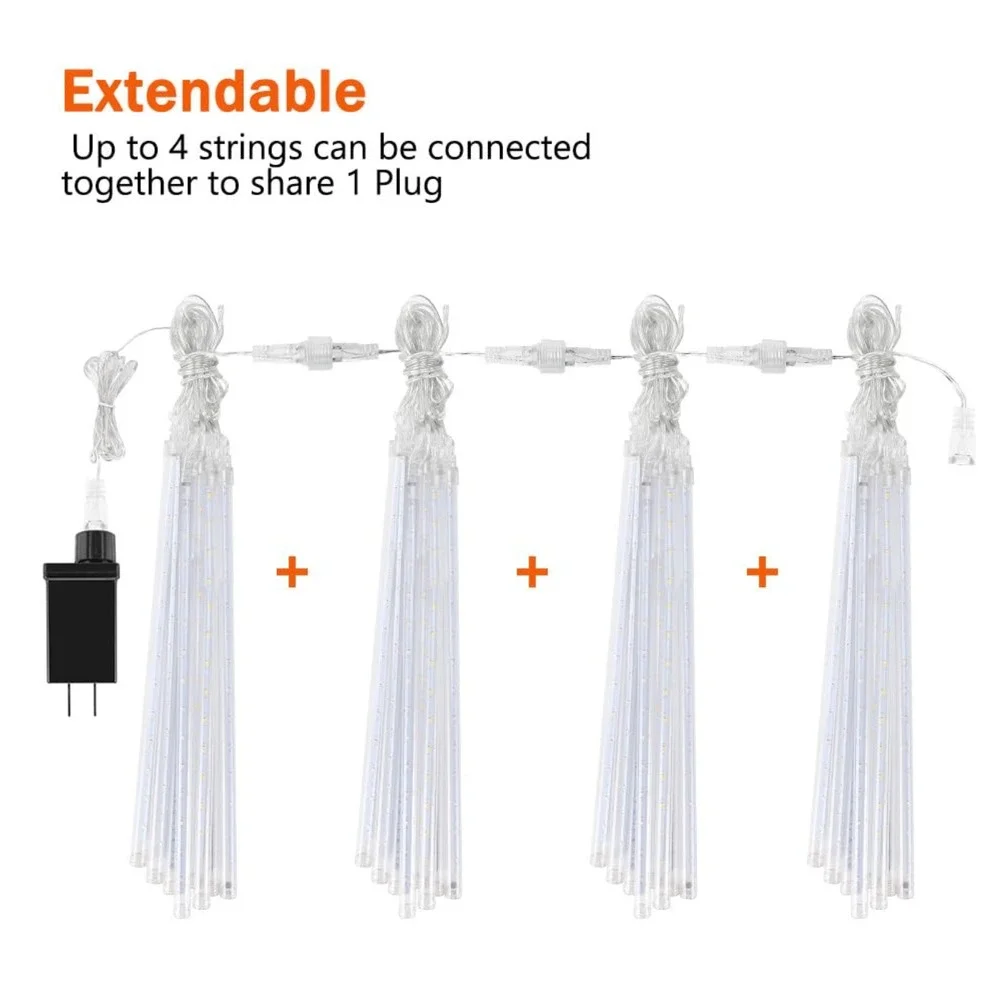 5 Packs - JJGoo White Christmas Meteor Shower Rain Lights 10 Tubes 12